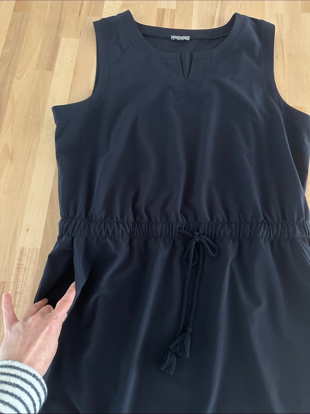 Talbots Navy Sleeveless Midi Dress with Tie Waist - Picture 5 of 11